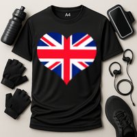 Union Jack British Flag Heart British Isles Cooling Performance Crew T-Shirt