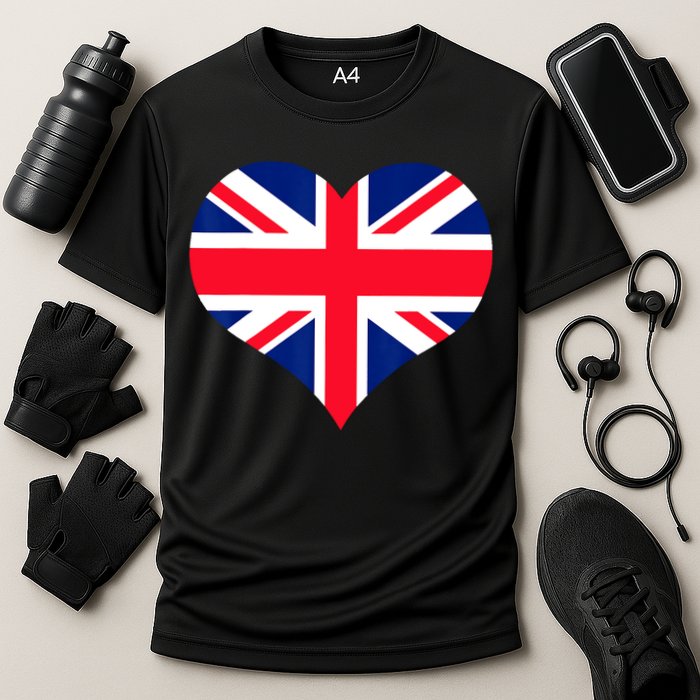 Union Jack British Flag Heart British Isles Cooling Performance Crew T-Shirt