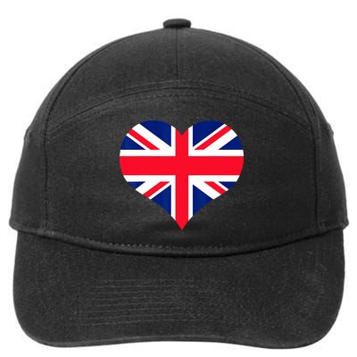 Union Jack British Flag Heart British Isles 7-Panel Snapback Hat