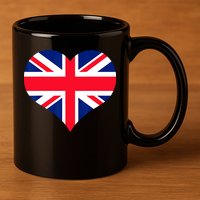 Union Jack British Flag Heart British Isles 11oz C Handle Ceramic Mug