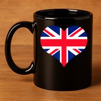 Union Jack British Flag Heart British Isles 11oz C Handle Ceramic Mug