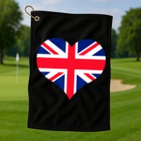 Union Jack British Flag Heart British Isles Golf Towel