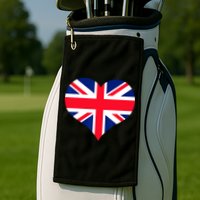 Union Jack British Flag Heart British Isles Golf Towel