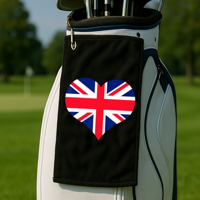 Union Jack British Flag Heart British Isles Golf Towel
