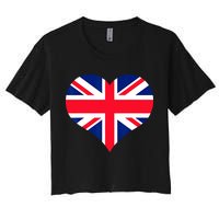 Union Jack British Flag Heart British Isles Women's Crop Top Tee