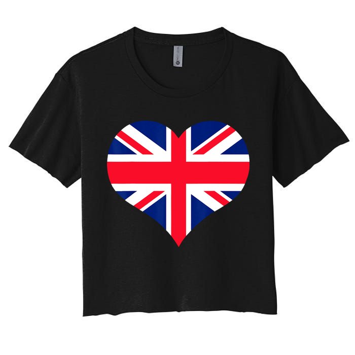 Union Jack British Flag Heart British Isles Women's Crop Top Tee
