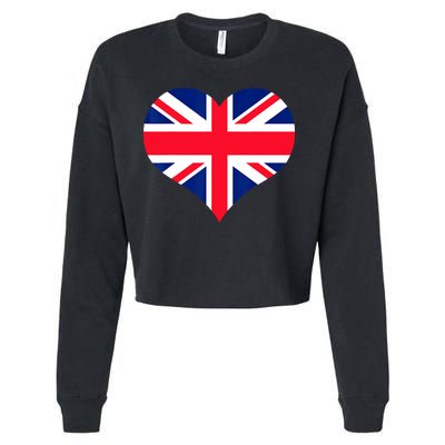 Union Jack British Flag Heart British Isles Cropped Pullover Crew