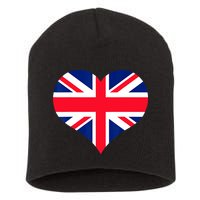 Union Jack British Flag Heart British Isles Short Acrylic Beanie