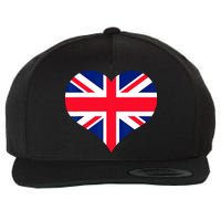 Union Jack British Flag Heart British Isles Wool Snapback Cap