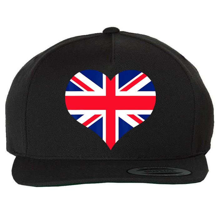Union Jack British Flag Heart British Isles Wool Snapback Cap