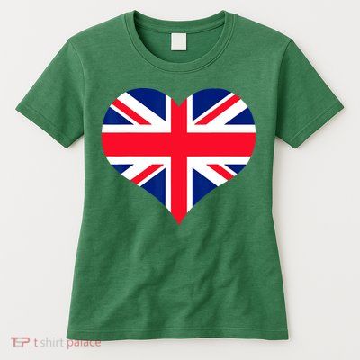 Union Jack British Flag Heart British Isles Womens T-Shirt