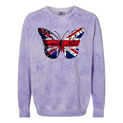 Union Jack Butterfly Butterflies Flag Wings British UK Flag Colorblast Crewneck Sweatshirt