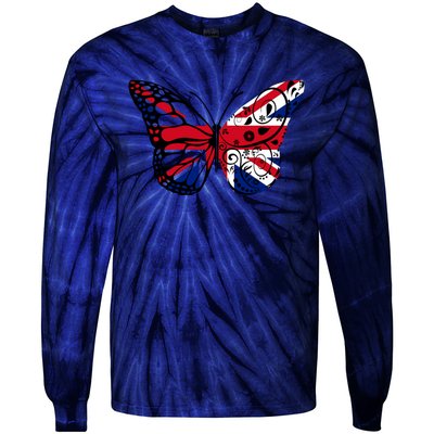 Union Jack Butterfly Butterflies Flag Wings British UK Flag Tie-Dye Long Sleeve Shirt