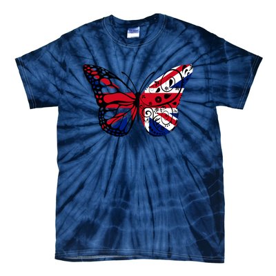 Union Jack Butterfly Butterflies Flag Wings British UK Flag Tie-Dye T-Shirt