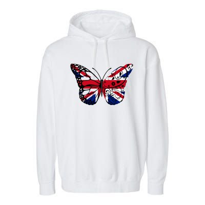 Union Jack Butterfly Butterflies Flag Wings British UK Flag Garment-Dyed Fleece Hoodie