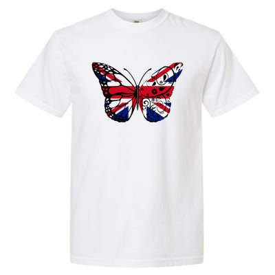 Union Jack Butterfly Butterflies Flag Wings British UK Flag Garment-Dyed Heavyweight T-Shirt