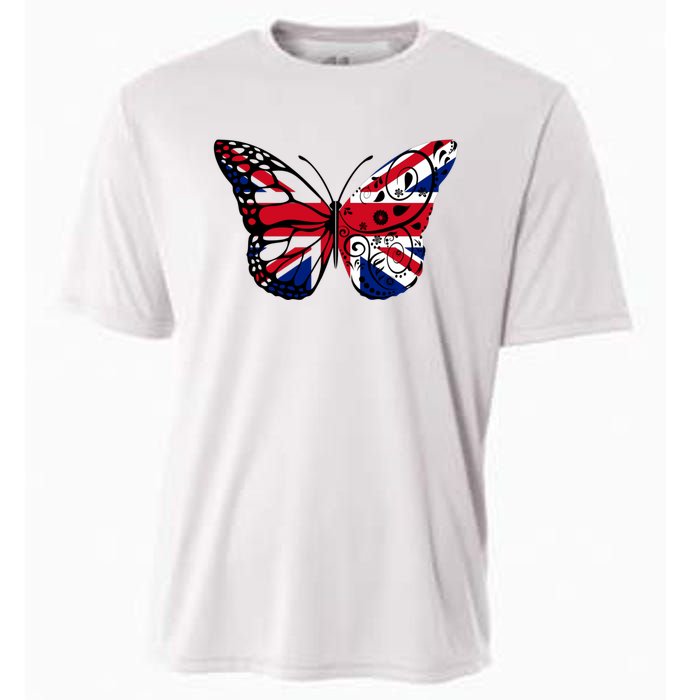 Union Jack Butterfly Butterflies Flag Wings British UK Flag Cooling Performance Crew T-Shirt