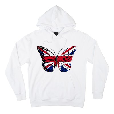 Union Jack Butterfly Butterflies Flag Wings British UK Flag Hoodie