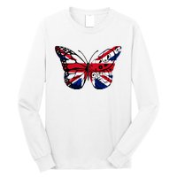 Union Jack Butterfly Butterflies Flag Wings British UK Flag Long Sleeve Shirt