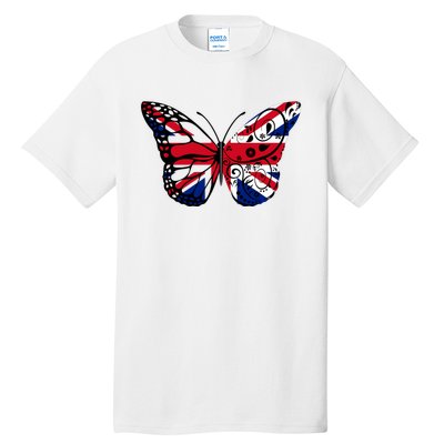 Union Jack Butterfly Butterflies Flag Wings British UK Flag Tall T-Shirt