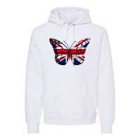 Union Jack Butterfly Butterflies Flag Wings British UK Flag Premium Hoodie