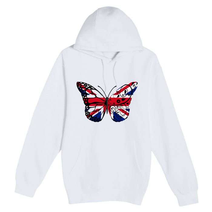 Union Jack Butterfly Butterflies Flag Wings British UK Flag Premium Pullover Hoodie