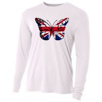 Union Jack Butterfly Butterflies Flag Wings British UK Flag Cooling Performance Long Sleeve Crew