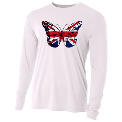 Union Jack Butterfly Butterflies Flag Wings British UK Flag Cooling Performance Long Sleeve Crew