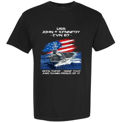 USS John F Kennedy CV 67 Aircraft Carrier Veteran USA Flag Garment-Dyed Heavyweight T-Shirt