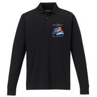 USS John F Kennedy CV 67 Aircraft Carrier Veteran USA Flag Performance Long Sleeve Polo