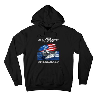 USS John F Kennedy CV 67 Aircraft Carrier Veteran USA Flag Hoodie