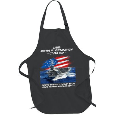 USS John F Kennedy CV 67 Aircraft Carrier Veteran USA Flag Full-Length Apron With Pockets