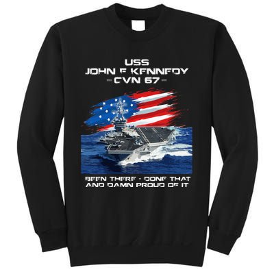 USS John F Kennedy CV 67 Aircraft Carrier Veteran USA Flag Sweatshirt