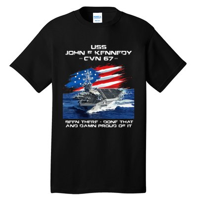 USS John F Kennedy CV 67 Aircraft Carrier Veteran USA Flag Tall T-Shirt