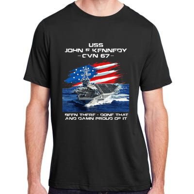 USS John F Kennedy CV 67 Aircraft Carrier Veteran USA Flag Adult ChromaSoft Performance T-Shirt