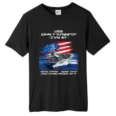 USS John F Kennedy CV 67 Aircraft Carrier Veteran USA Flag Tall Fusion ChromaSoft Performance T-Shirt