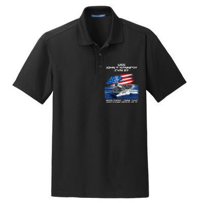 USS John F Kennedy CV 67 Aircraft Carrier Veteran USA Flag Dry Zone Grid Polo