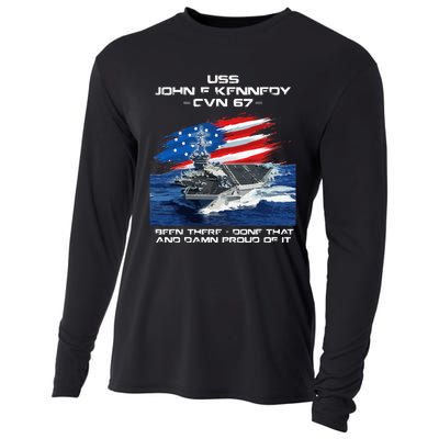 USS John F Kennedy CV 67 Aircraft Carrier Veteran USA Flag Cooling Performance Long Sleeve Crew