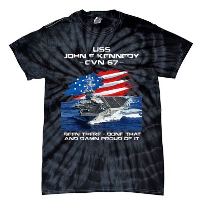 USS John F Kennedy CV 67 Aircraft Carrier Veteran USA Flag Tie-Dye T-Shirt