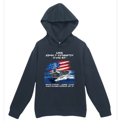 USS John F Kennedy CV 67 Aircraft Carrier Veteran USA Flag Urban Pullover Hoodie