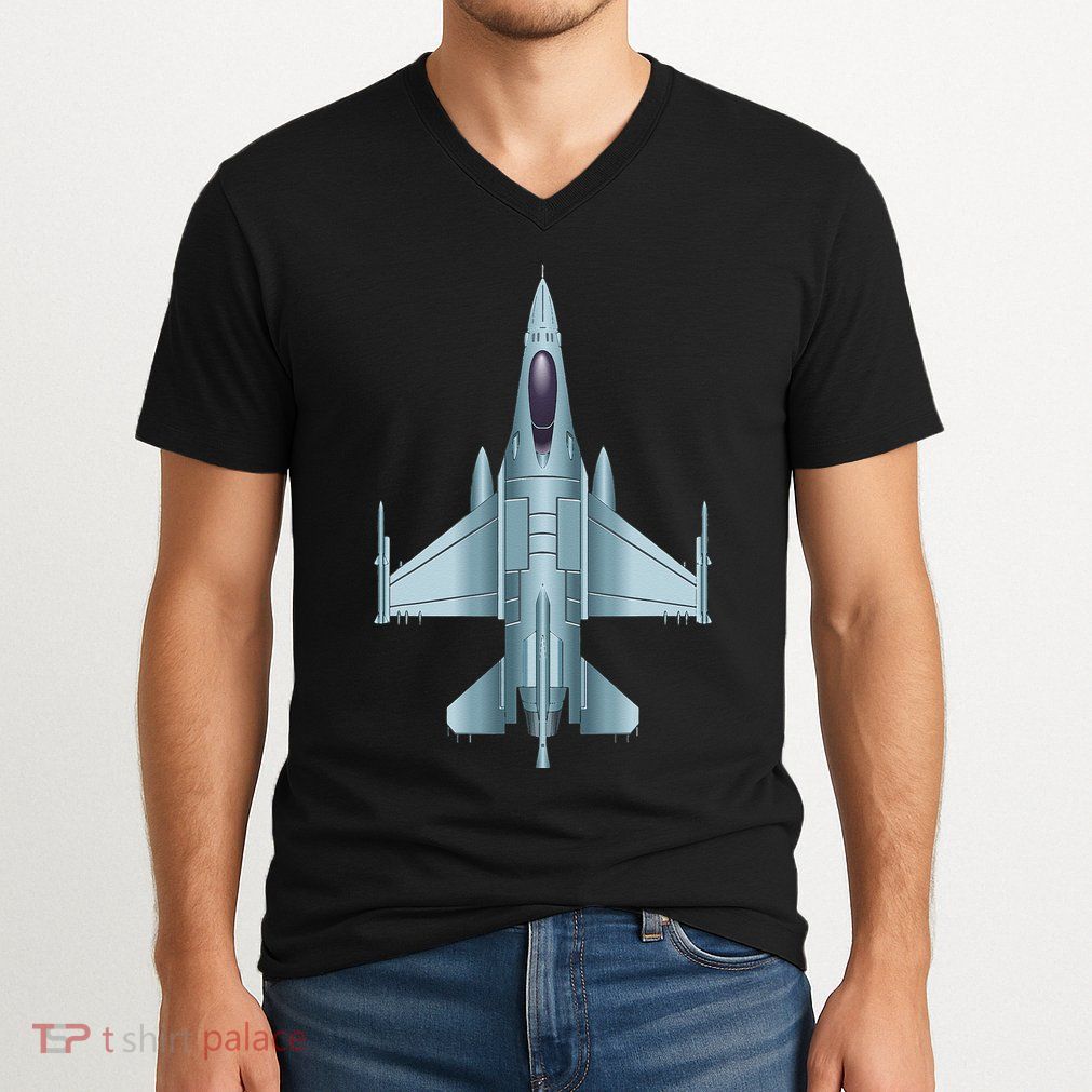 US Jet Fighter Jet Plane Pilot Gift V-Neck T-Shirt