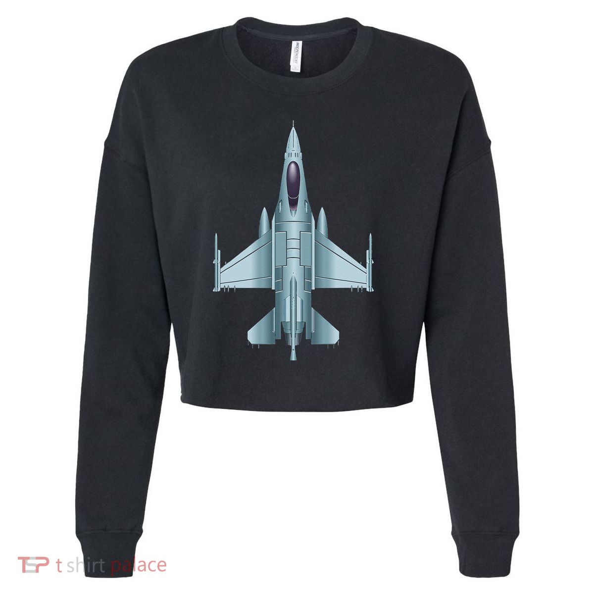US Jet Fighter Jet Plane Pilot Gift Cropped Pullover Crew