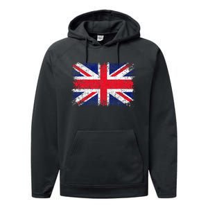 Union Jack Flag United Kingdom Great Britain England Performance Fleece Hoodie