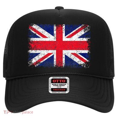 Union Jack Flag United Kingdom Great Britain England High Crown Mesh Back Trucker Hat