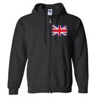 Union Jack Flag United Kingdom Great Britain England Full Zip Hoodie