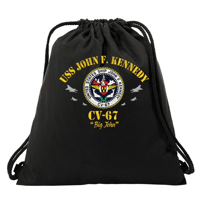 Uss John F. Kennedy Cv67 Aircraft Carrier Veteran Flag Drawstring Bag