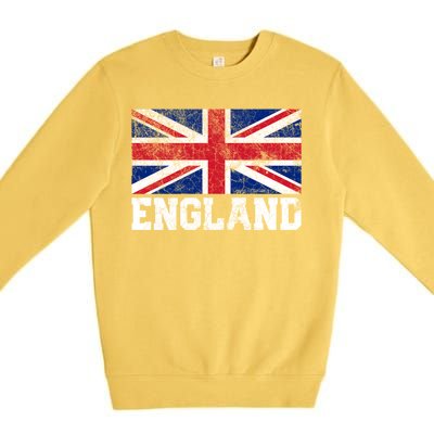 Union Jack Flag Uk England United Kingdom Roots Gift Premium Crewneck Sweatshirt