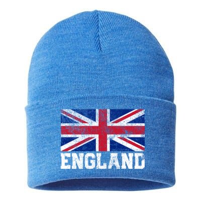 Union Jack Flag Uk England United Kingdom Roots Gift Sustainable Knit Beanie