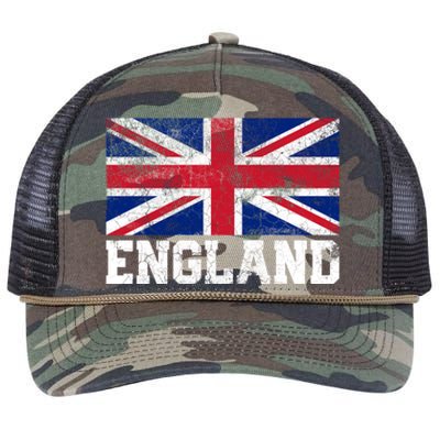 Union Jack Flag Uk England United Kingdom Roots Gift Retro Rope Trucker Hat Cap