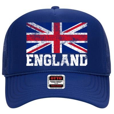 Union Jack Flag Uk England United Kingdom Roots Gift High Crown Mesh Back Trucker Hat